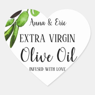Extra Vierge Olijfolie Elegante Moderne Bruiloft Hart Sticker