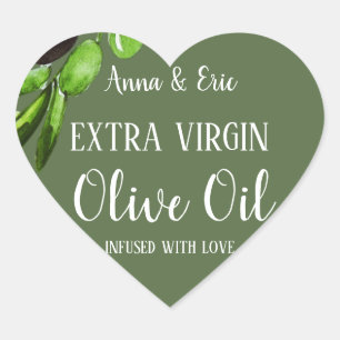 Extra Vierge Olijfolie Elegante Moderne Bruiloft Hart Sticker
