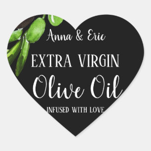 Extra Vierge Olijfolie Elegante Moderne Bruiloft Hart Sticker