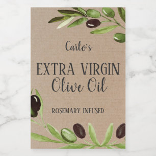 Extra Virgin Olijfolie Fles Rustiek Product Label Wijn Etiket