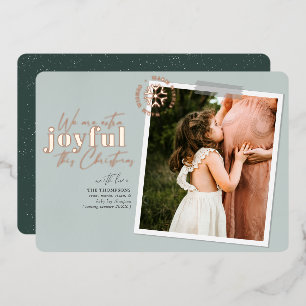 Extra vreugdevolle groene zwangerschapsuitkondigin folie feestdagenkaart