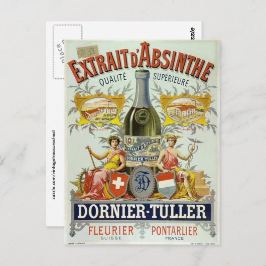 Extrait d'Absinthe Poster Fine Art Briefkaart (Voorkant / Achterkant)