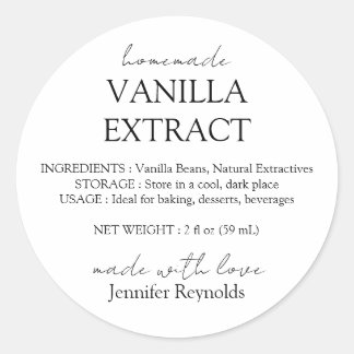Extrait de vanille maison Étiquettes avec instruct