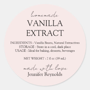 Extrait de vanille rose Étiquettes avec instructio