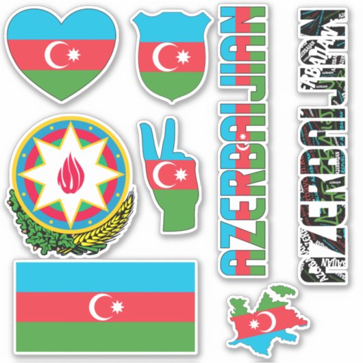 Extraordinaire Azerbaïdjan Forme Sticker Symboles  (Devant)