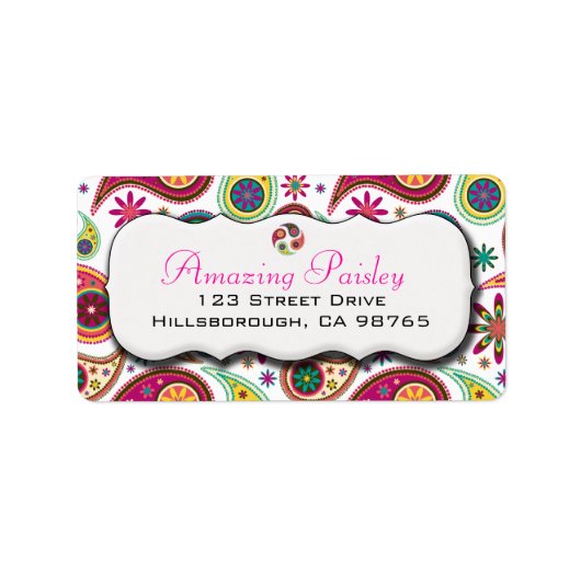 Extraordinaire Étiquette de adresse Paisley (Devant)