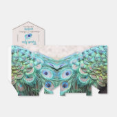 Extravagant Aqua Peacock Feathers Bruiloft Bedankdoosjes (Uitgevouwen)