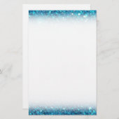 Extravagant blauw glitter briefpapier (Voorkant / Achterkant)