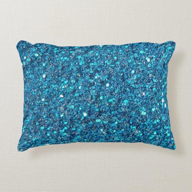 Extravagant Blauwgroen blauw glitter Accent Kussen (Voorkant)