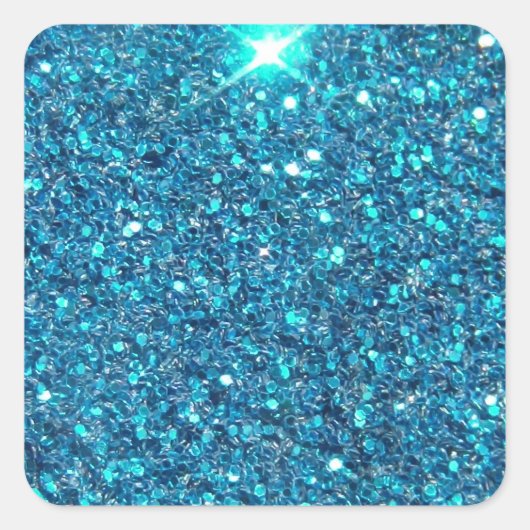 Extravagant Blauwgroen blauw glitter Vierkante Sticker (Voorkant)