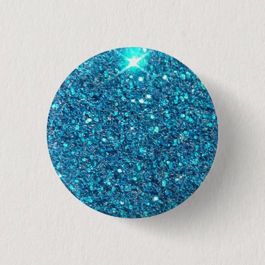 Extravagant Blue Glitter Shine Ronde Button 3,2 Cm (Voorkant)