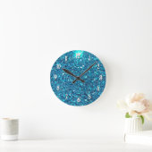 Extravagant Blue Glitter Shine Ronde Klok (Huis)