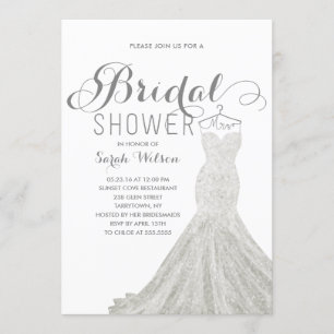 Extravagant Dress White   Bridal Shower-uitnodigin Kaart