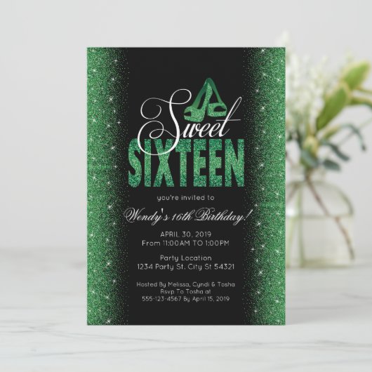 Extravagant Emerald Sweet 16 Invitations (Debout devant)