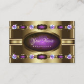 Extravagant Golden met Chic Paars Marble Pattern Visitekaartje (Voorkant)