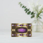 Extravagant Golden met Chic Paars Marble Pattern Visitekaartje (Staand voorkant)