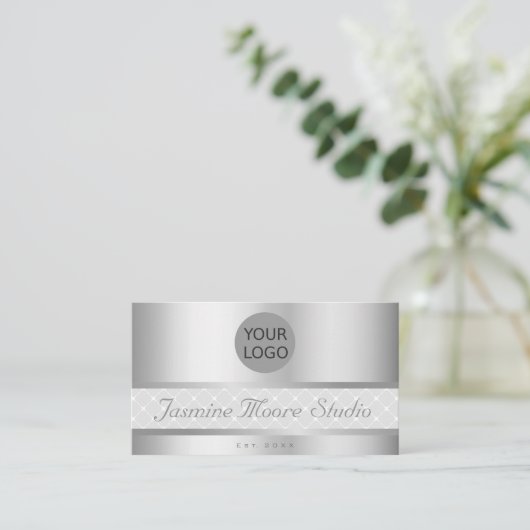 Extravagant Silver Effect Custom Logo - Openingsti Visitekaartje (Staand voorkant)
