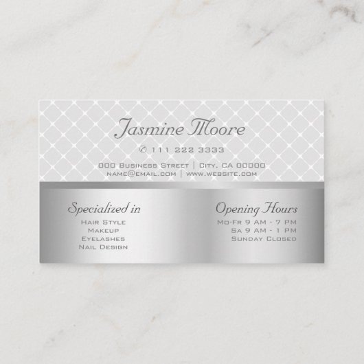 Extravagant Silver Effect Custom Logo - Openingsti Visitekaartje (Achterkant)