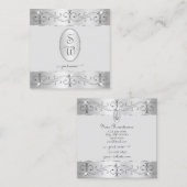 Extravagant Silver Grey  Ornamenten Monogram Vierkante Visitekaartje (Voorkant / Achterkant)