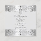 Extravagant Silver Grey  Ornamenten Monogram Vierkante Visitekaartje (Achterkant)