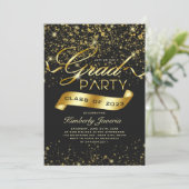 Extravagant zwart-wit Glitter-Afstudeerder Kaart (Staand voorkant)