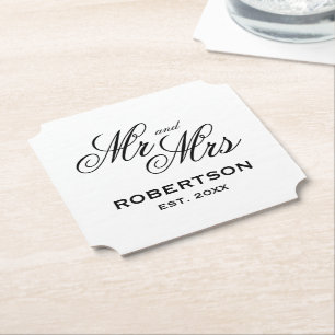 Extravagante Mr en Mrs bruiloft ticket vorm Kartonnen Onderzetters