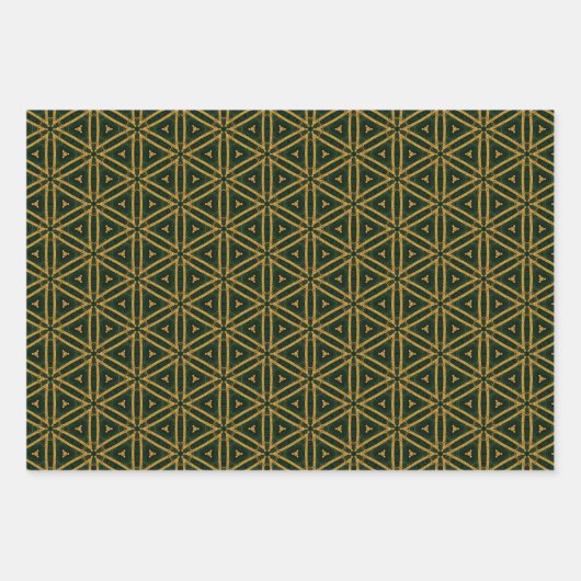 Extravagante Smaragdgroene en Gouden Kerstmis Inpakpapier Vel (Voorkant 2)