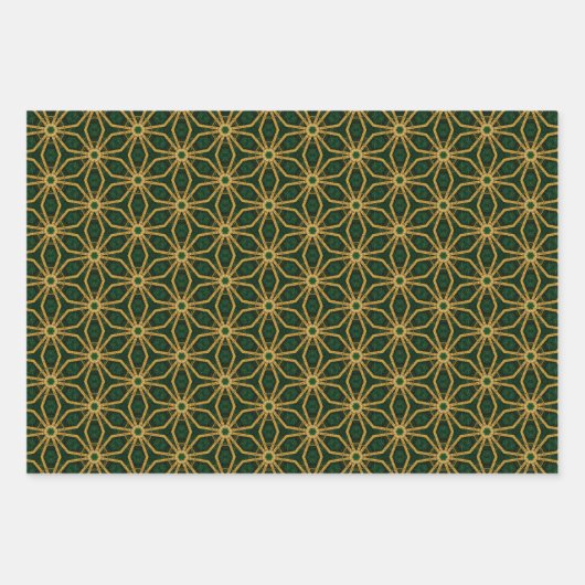 Extravagante Smaragdgroene en Gouden Kerstmis Inpakpapier Vel (Voorkant)