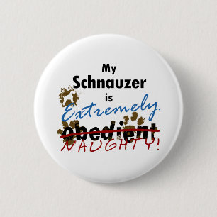 Extreem Naughty Schnauzer Ronde Button 5,7 Cm