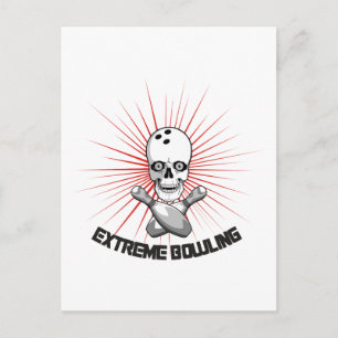Extreme Bowling Skull & Cross Pins Briefkaart