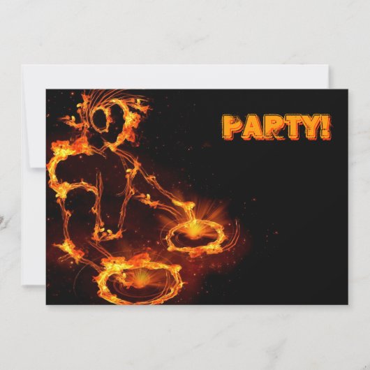 Extreme coole Flaming DJ party-uitnodiging. Kaart (Voorkant)