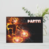 Extreme coole Flaming DJ party-uitnodiging. Kaart (Staand voorkant)
