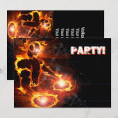Extreme coole Flaming DJ party-uitnodiging. Kaart (Voorkant / Achterkant)