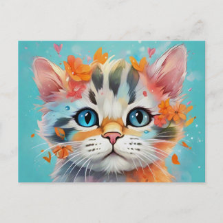 Extreme Cute Watercolor Cat # 1 Briefkaart