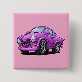 Extreme Gebogen Paarse Auto Kunstwerk  Vierkante Button 5,1 Cm