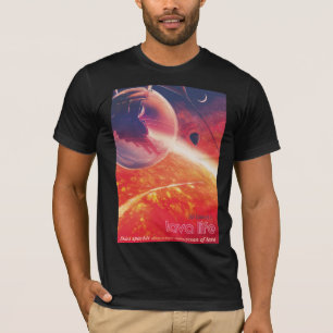 Extreme hete luchtballon boven een vulkanische hel t-shirt