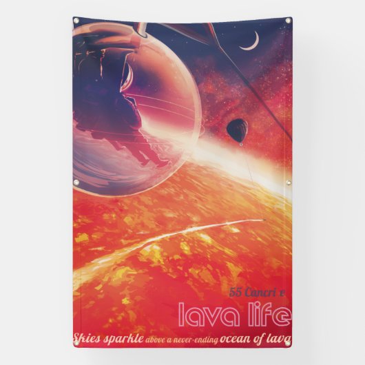 Extreme heteluchtballon op vulkanische helling spandoek (Verticaal)