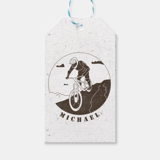 Extreme Mountain Biking Sport Cyclist Name Cadeaulabel (Voorkant)