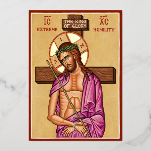 Extreme nederigheid folie feestdagenkaart