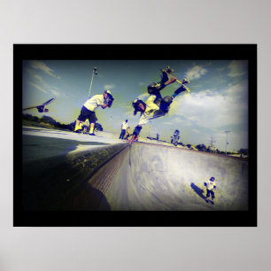 Extreme Poster voor sporten:Skateboarders die tric