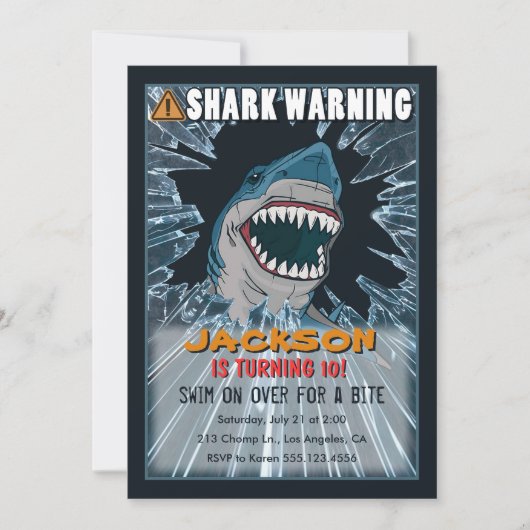 Extreme Shark Boys Invitation de fête d'anniversai (Devant)