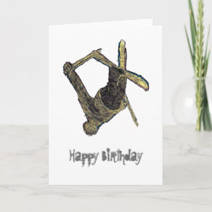 Extreme Ski Happy Birthday Kaart (wit)