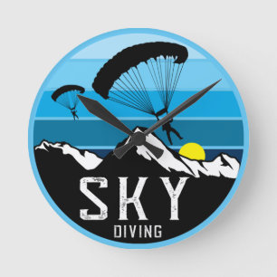 Extreme Skydiving Parachute SportsRound Clock Ronde Klok