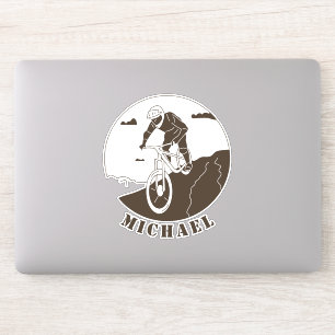 Extreme Sport Mountain Biking Cyclist Name Sticker