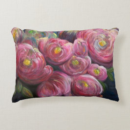 Exuberance pink flower painting accent kussen