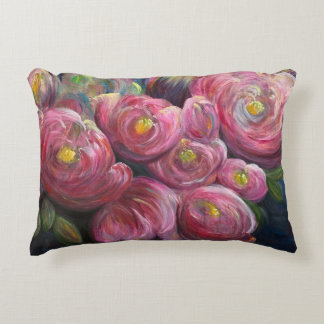 Exuberance pink flower painting accent kussen