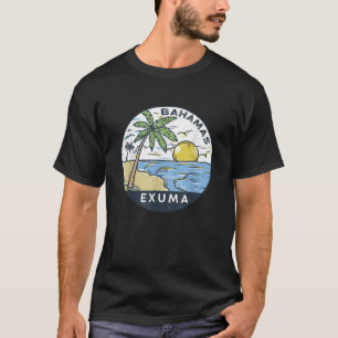 Exuma Bahamas Geïllustreerde Oceaan Vintage T-shirt