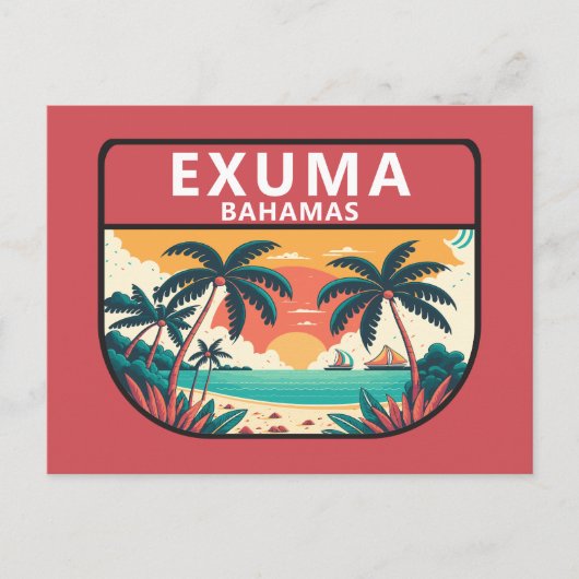 Exuma Bahamas Retro Emblem Briefkaart (Voorkant)