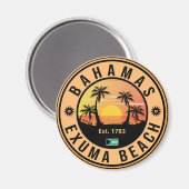 Exuma Bahamas Retro Sunset  Souvenirs Magneet (Voorkant / Achterkant)