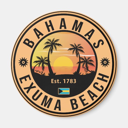 Exuma Bahamas Retro Sunset  Souvenirs Magneet (Voorkant)